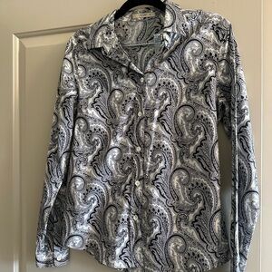 Etro Black and White Casual Button Down Shirt with Paisley Pattern